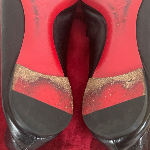 CHRISTIAN LOUBOUTIN Black Leather Nappa Ballalla Pointed Toe Ballet Flats - Picture 8 of 8